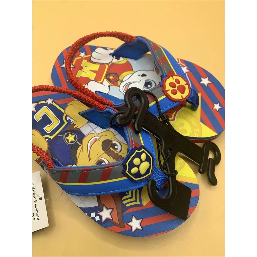 NWT Nickelodeon PAW PATROL Blue Flip Flops Sandals w/Strap Toddler Boys 9/10